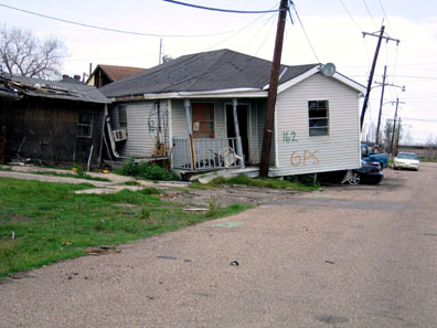 Few New Orleans homes have actual foundations. This one just floated